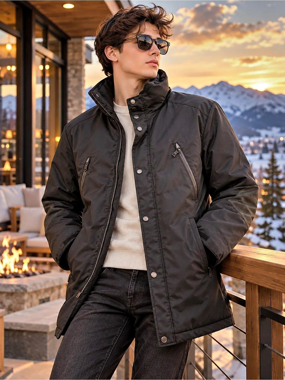 Andrew Marc Men's Heated Jacket Size M Black Thermal Music Control